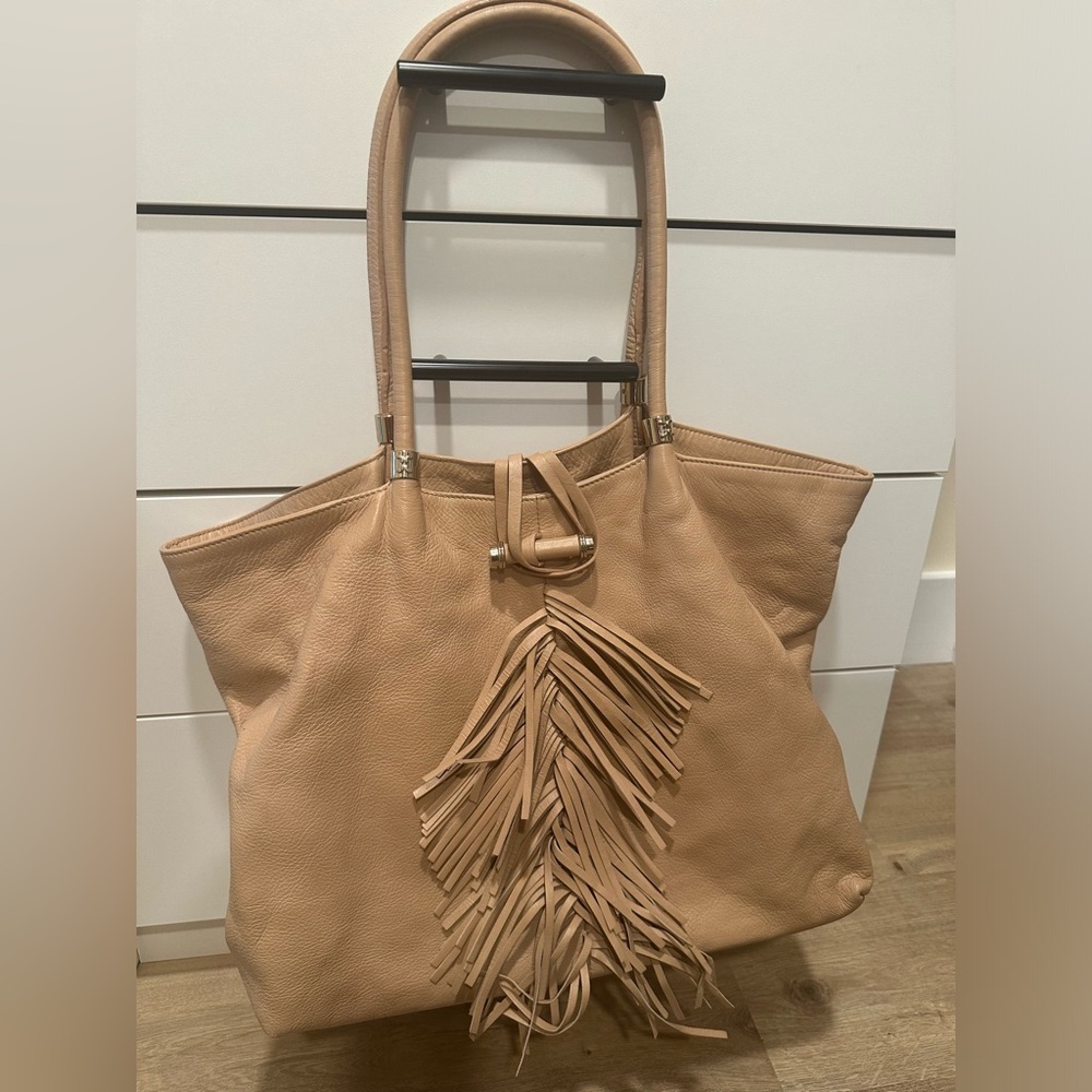 Coccinelle vintage beige leather tote bag